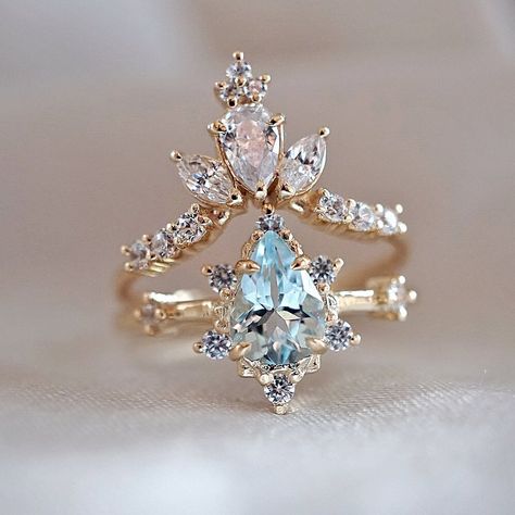 The kind of winter set we love ❄️ Featuring the Winter Palace ring (top), and the Aquamarine Crush ring (bottom). Both are handcrafted in… Relationship Rings, Winter Palace, Magical Jewelry, Winter Set, A Sky, Gem Ring, Aquamarine Stone, Blue Gems, Pretty Rings