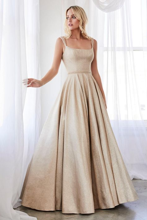 Terani Couture One Shoulder Mikado Long Ball Gown 1912E9202 | The Dress Outlet Champagne Ball Gown, Champagne Gown, Cinderella Divine, Lace Ball Gowns, Prom Long, Ball Gown Skirt, Beltane, Beaded Belt, Full Length Dress