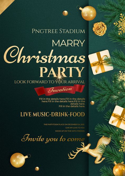 Christmas Party Invitations Ideas, Christmas Invitations Ideas, Christmas Invitation Design, Christmas Party Design, New Year Poster Design, Free Christmas Invitation Templates, Restaurant Birthday, New Year Invitation, Christmas Brochure