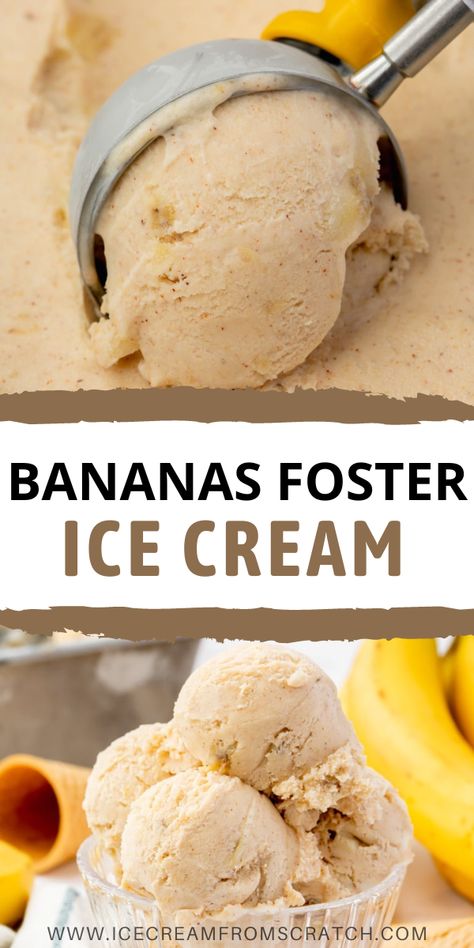 Homemade Ice Cream Recipes No Eggs, Jenis Ice Cream Recipes, Banana Nut Ice Cream Recipes, I’ve Cream Recipes, Churned Ice Cream Recipes, Banana Nut Ice Cream, Kitchenaid Ice Cream Recipes, Bananas Foster Ice Cream, Banana Foster Ice Cream