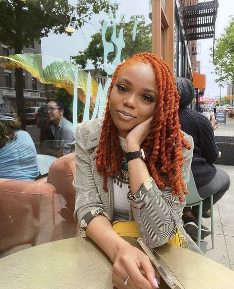 Copper Blonde Dreadlocks, Multi Color Locs, Loc Hair Color Ideas, Colored Microlocs, Loc Color Ideas, Loc Color Ideas Black Women, Colored Locs Black Women, Cute Loc Styles For Women, Diy Locs