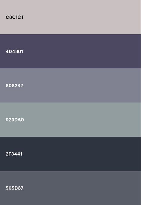 Grey Purple Color Palette, Muted Purple Bedroom, Purple Blue Paint, Dusty Purple Color Palette, Muted Purple, Muted Blue Color Palette, Muted Blue, Blue Gray Purple Color Palette, Blue Grey Purple Color Palette