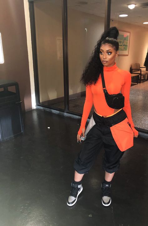 Orange Body Suit Outfit, Orange Bodysuit Outfit Black Women, Orange Gym Outfit, Orange Bodysuit Outfit, Orange Fits Black Women, Orange Stretch One-piece Bodysuit, Body Suit Outfit, Orange Bodysuit, Suit Outfit