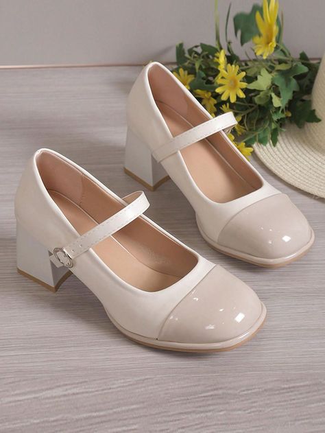 Vintage Shoes Heels, Vintage Shoes Women, Korean Shoes, Mary Janes Shoes, Pretty Heels, Shein Shoes, Mary Jane High Heels, Shoes Heels Classy, Kawaii Shoes