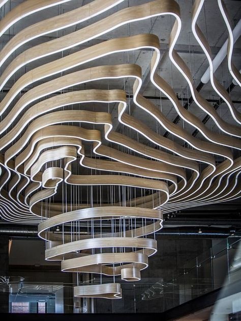 Design Café, Large Chandelier, Parametric Architecture, Renzo Piano, Parametric Design, Lobby Design, Zaha Hadid, The Ceiling, Office Art