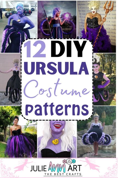 Ursula Costume Ursula Halloween Costume Diy, Disney Ursula Costume Diy, Plus Size Ursula Costume, Ursula Womens Costume, Easy Diy Ursula Costume, Disney Characters For Halloween, How To Make An Ursula Costume, Ursula Running Costume, Ursula Make Up Halloween