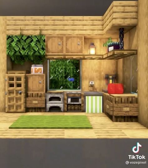 Minecraft Outdoor Decor, Interior Design Minecraft, Minecraft House Decor, Villa Minecraft, Minecraft House Interior, Minecraft Kitchens, Case Minecraft, Minecraft Decoration, Rumah Minecraft Sederhana