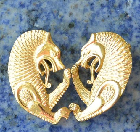 SALE! Vendome Dragon/Pegasus Lion Earrings - Signed, Detailed, Elegant Clip, Great Gift - Vintage - Rare, Fabulous! Vendome Jewelry, Lion Dragon, Parisian Jewelry, Lion Earrings, Antique Gift, Detailed Design, Designer Vintage, Stunning Earrings, Clip Earrings