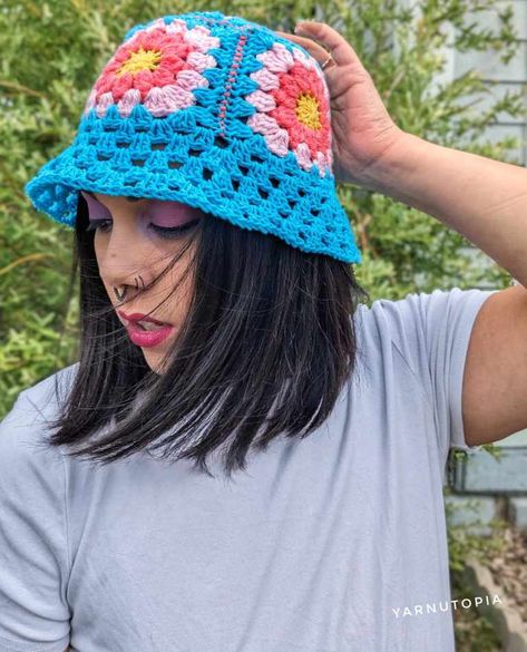 Beginners Crochet Patterns, Bucket Hat Pattern Free, Granny Square Bucket Hat, Bucket Hat Pattern, Crochet Summer Hats, Diy Beach, Crochet Sun Hat, Hat Patterns Free, Cap Patterns