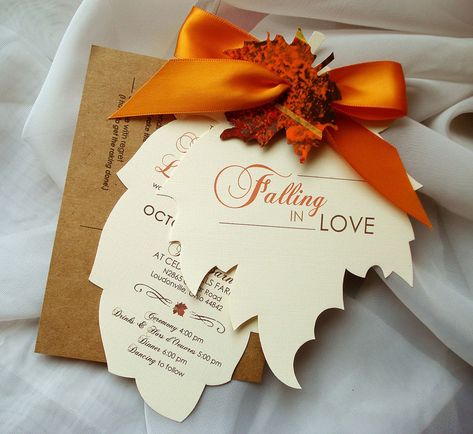 Fall Themed Wedding Invitations, Wedding Invitations Leaves, Wedding Themes Fall, Wedding Invitation Samples, Themed Wedding Invitations, Handmade Wedding Invitations, Fall Wedding Invitations, Wedding Leaves, Wedding Prep