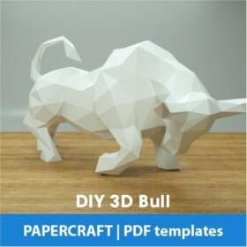 Paper Craft Tools, Paper Art Sculpture, Bull Tattoos, Rabbit Sculpture, Polygon Art, Paper Sculptures, Papercraft Templates, Low Poly Art, Diy Templates