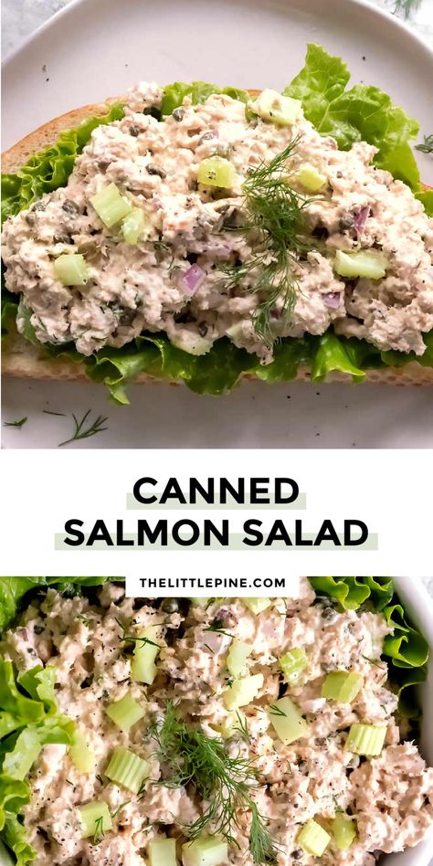 Salmon Salad Sandwich, Canned Salmon Salad, Tuna Salad Recipe Healthy, Canned Salmon Recipes, Sandwich Salad, Avocado Tuna Salad, Gourmet Chicken, Salmon Salad Recipes, Leftover Salmon