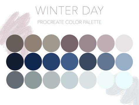 Winter day color palette for procreate Snow Leopard Color Palette, Winter Color Palette Clothes, Cold Color Palette, Day Color Palette, Winter Wonderland Outfit, Color Palette For Procreate, Procreate Color Palette, Winter Color Palette, Colour Inspiration