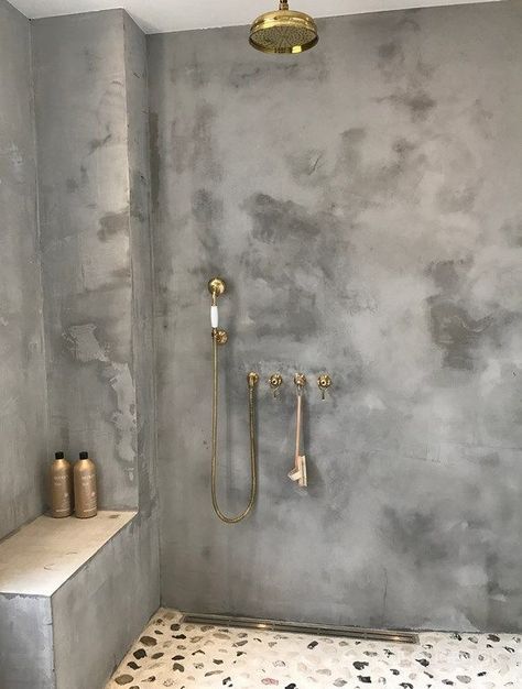 Cement Bathroom, Concrete Shower, Teal Bathroom Decor, Bathroom Counter Decor, Concrete Bathroom, Bad Inspiration, Counter Decor, Rustic Home Design, Diy Decor Ideas