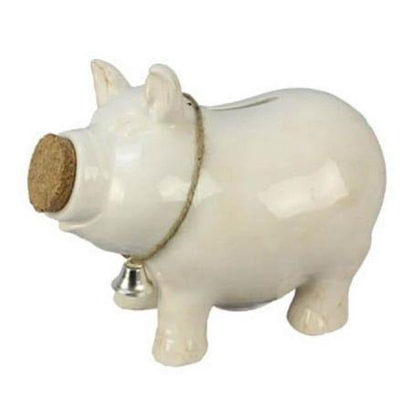 This piggy bank wants to sit on your dresser to help save a little money every day. Ceramic Piggy Bank with Bell and Cork Stopper Tabletop decor Item Measures: 7.25'' X3.25'' X5.5'' Color: White. Ceramic Piggy Bank, Toy Money, Piggly Wiggly, Talavera Pottery, Money Bank, Cork Stoppers, Cute Home Decor, Trendy Accessories, Charm Gift