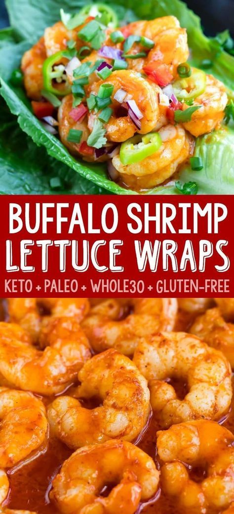 These spicy Buffalo Shrimp Lettuce Wrap Tacos are fast, flavorful, and ready to Taco Tuesday your face off! Each tasty taco is gluten-free, paleo-friendly, and keto friendly too. #shrimp #seafood #pescatarian #paleo #whole30 #keto #glutenfree #healthy #buffalo Lettuce Wrap Tacos, Salat Wraps, Shrimp Lettuce Wraps, Buffalo Shrimp, Pescatarian Diet, Pescetarian Recipes, Whole30 Keto, Lettuce Wrap, Resep Diet