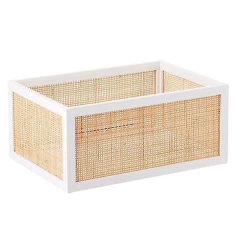 The Container Store Artisan Rattan Woven Cane Bin | The Container Store Rolling Storage Bins, Closet Storage Bins, Rattan Cane, Decorative Storage Boxes, Wicker Baskets Storage, Sink Countertop, The Container Store, Custom Closets, Container Store