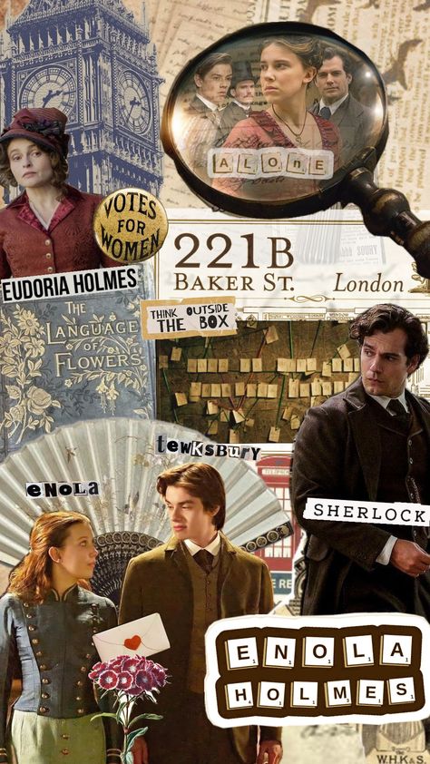 Enola Holmes 🕵️‍♀️🤎 #enolaholmes #aesthetic #edit #wallpaper #milliebobbybrown #louispartridge #sherlockholmes #henrycavill #foryou #collageart Enola Holmes Wallpaper, Enola Holmes Aesthetic, Holmes Aesthetic, Edit Wallpaper, E 3, Enola Holmes, Language Of Flowers, Thinking Outside The Box, Millie Bobby Brown