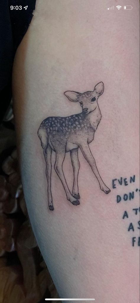 Life Is Strange Deer Tattoo, Fawn Tattoo Deer, Cute Deer Tattoo, Female Deer Tattoo, Dear Tattoos, Simple Deer Tattoo, Nanny Tattoo, Gummy Bart, Deer Tattoos For Women