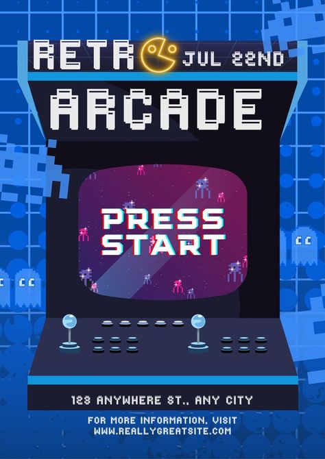 Arcade Pubmat, Retro Video Game Wallpaper, Video Game Arcade, Gaming Event Poster, Vintage Game Poster, Video Game Poster Design, Arcade Template, Arcade Graphic Design, Arcade Poster Graphic Design