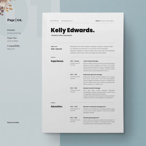 Resume Template Kelly :: Behance Resume Interior Design, Architectural Resume, Cv Architecture, Cv Website, Architect Resume, Professional Resume Design, Cv Original, Cv Inspiration, Website Design Inspiration Layout