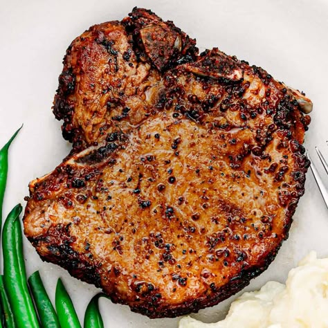 Air Fryer Bone-In Pork Chops - Savory Yum Air Fryer Fried Pork Chops, Air Fryer Recipes Pork Chops, Pork Chops Air Fryer, Recipes For Pork Chops, Airfryer Healthy, Recipes For Pork, Air Fry Pork Chops, Pork Chops Bone In, Air Fryer Recipes Pork