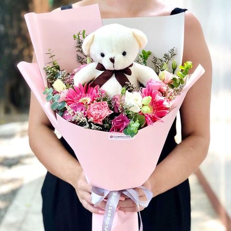 Happy Hump Day! Here's a teddy bouquet for you because you're BEAR-y cute! 😍  Send cuddles to your loved ones today with our Mister Fluffy bouquet! Check out our products at www.flowerstore.ph Flower Bouquet With Stuffed Animal, Bouquet With Teddy Bear, Fluffy Bouquet, Teddy Bouquet, Teddy Bear Bouquet, Birthday Arrangements, Plush Bouquet, Graduation Bouquet, Graduation Flowers