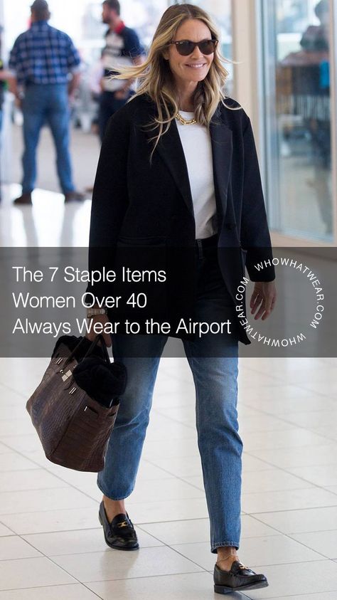 Women over 40 swear by these staple items when traveling. Learn how to add a functional flair to your airport looks with these pieces. Summer Travel Outfit Women, Airport Outfit Classy, Classy Travel Outfit, Classy Airport Outfit, Airplane Travel Outfits, Travel Outfits Women, Airport Outfit Spring, Chic Airport Outfit, Plane Outfit