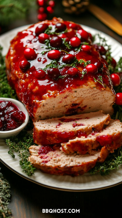 Christmas Meatloaf Holidays, Cranberry Meatloaf, Thanksgiving Meatloaf, Bbq Turkey Meatloaf, Mini Turkey Meatloaf, Easy Turkey Brine, Ground Turkey Meatloaf, Whole Turkey Recipes, Cranberry Turkey