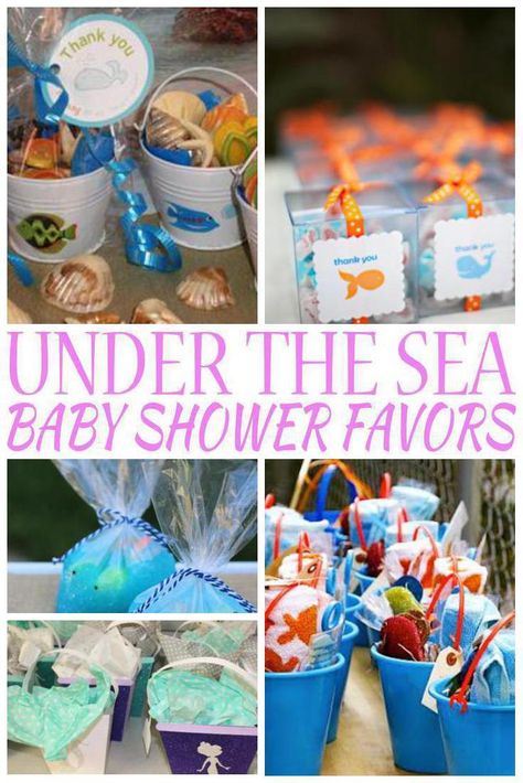 Baby Shower Favors! The best under the sea baby shower favors for new baby boys and girls. Find goodie bags, DIY ideas, cheap, unique, useful and more fun ideas. Find homemade ideas to make that can be used for a co-ed party and that are also neutral. Get amazing baby shower favor ideas now! Sea Baby Shower Theme, Baby Shower Party Favors Girl, Ocean Baby Shower Theme, Baby Shower Favor Ideas, Cheap Baby Shower Favors, Cheap Birthday Party, Ocean Baby Showers, Baby Shower Favors Diy, Homemade Ideas