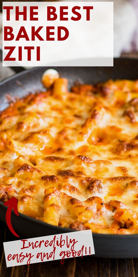 Fazolis Baked Ziti, Baked Ziti With Spaghetti Sauce, No Ricotta Baked Ziti, Baked Ziti For 2, Best Ziti Recipe, Baked Ziti Without Meat, Baked Ziti No Ricotta, Ziti Recipes Easy, Baked Ziti Without Ricotta