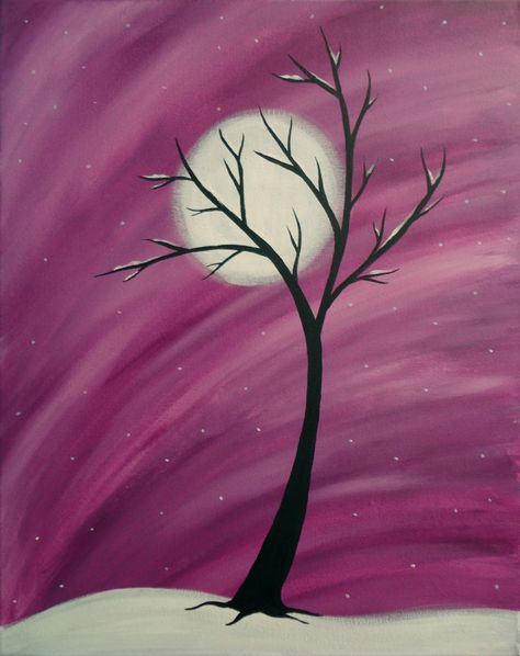 Canava Paintings, Moon Paintings, Diy Canvas Art Easy, Black Canvas Paintings, Winter Moon, Pastel Paintings, Erie Pa, Box Designs, Painting Classes