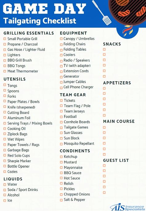 Whether you are new to tailgating or a seasoned pro, having a checklist will ensure you've got everything you need to have a great time! #Checklist #Tailgating #Tailgate #FootballSeason #Football How To Tailgate Football, Tailgate Checklist Football, Tailgate Packing List, Tailgate Must Haves Football Season, Tailgate Supply List, Lions Football Party, Tailgating Checklist, Tailgate Setup, Tailgate Checklist