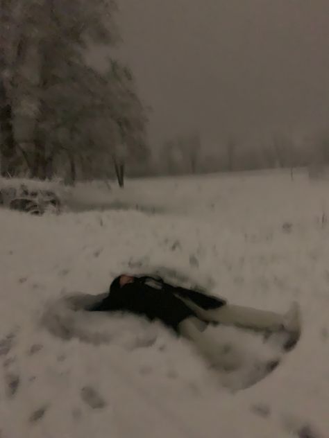 Snow angel making a snow angel with friends Snow Photos Aesthetic, Laying In Snow Aesthetic, January Core Aesthetic, Playing In Snow Aesthetic, Playing In The Snow Aesthetic, Aestethic Making Out, Falling Angel Aesthetic, Girl In Snow Aesthetic, Winter Grunge Aesthetic