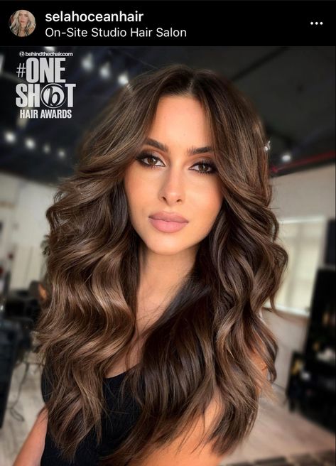 Expensive Brunette Balayage, Dimensional Brunette Dark Chocolate Brown, Expensive Brunette Hair Color, Dimensional Brunette Dark, Soft Curls For Medium Hair, Brown Hair Tones, Expensive Brunette, Bayalage Hair, Rich Brunette Hair