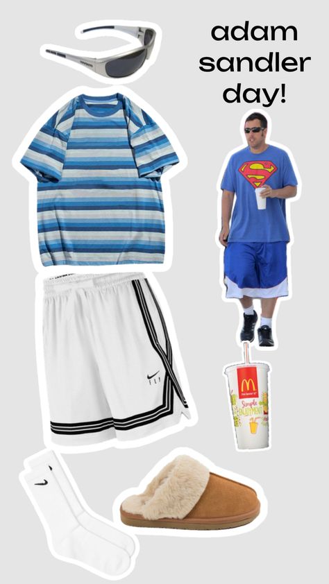 Adam Sandler Grown Ups Costume, Halloween Costume Adam Sandler, Adam Sandler Winter Outfit, Adam Sandler Dress Up Day School, Halloween Costumes Adam Sandler, Adam Sandler Fits Aesthetic, Adam Sandler Dress Up Day, Adam Sandler Outfits Spirit Week School, Baggy Halloween Costumes