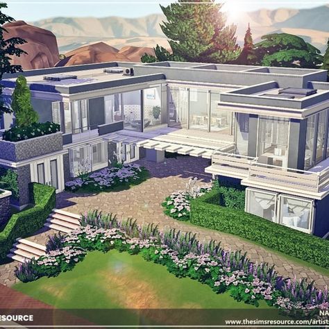 The Sims 4 Wayside Modern House. No CC - 2 bedrooms and 2 bathrooms. Download at @TheSimsResource . Creation by @Moniamay72 . #TS4 #ts4lots #tsr #TheSims #sims4 #thesims4 #Moniamay72 #thesims4lots #architecture #nocc #TSR #modern #TheSimsResource The Sims 4 Modern House, Sims 4 Modern House, Celebrity Mansions, Big Mansions, The Sims 4 Lots, Sims 4 Kitchen, Cc Furniture, Sims 4 House Building, Editing Lightroom