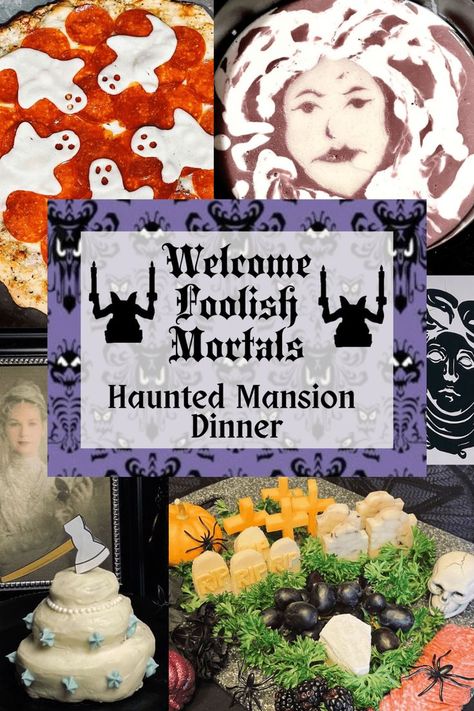 "Welcome Foolish Mortals" Haunted Mansion Themed Dinner Haunted Mansion Dinner, Themed Dinners Ideas, Family Movie Night Snacks, Disney Themed Movie Night, Disney Movie Night Food, Disney Movie Night Dinner, Welcome Foolish Mortals, Spooky Dinner, Movie Night Dinner