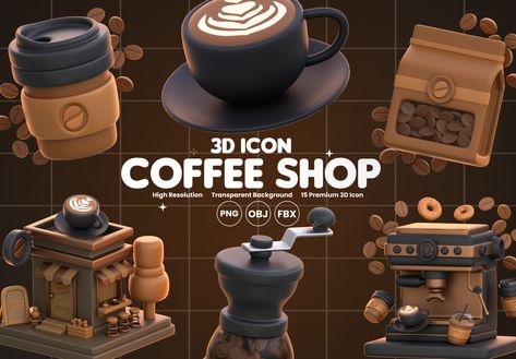 Blender Projects, Nomad Sculpt, Food 3d, Coffee Cartoon, Look More Attractive, 3d Elements, Canvas Learning, 3d Icons, 3d Assets