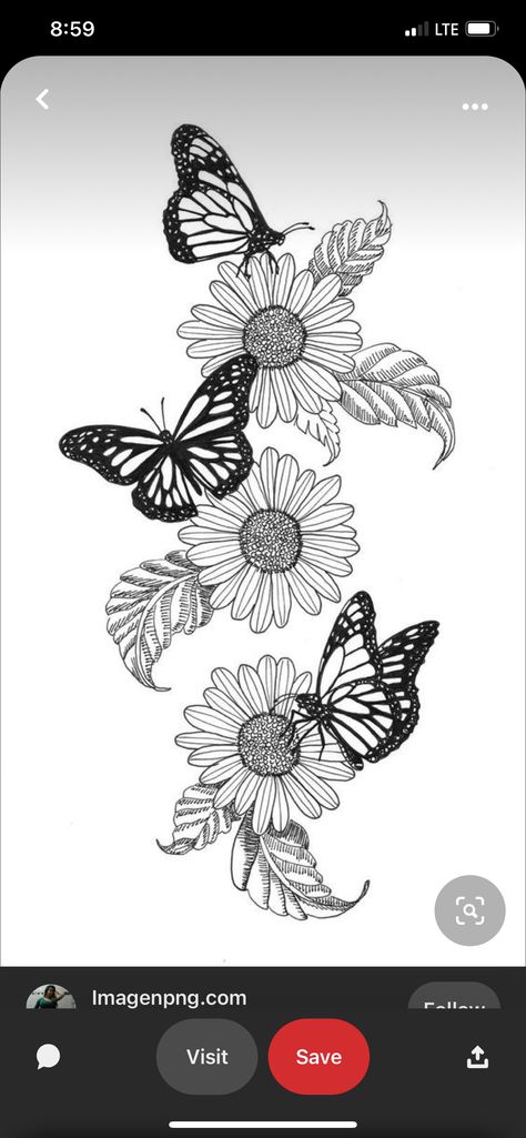 Flower Tattoo Stencils, Daisy Tattoo Designs, Daisy Flower Tattoos, Rooster Tattoo, Butterfly Tattoo Stencil, Butterfly Tattoos For Women, Daisy Tattoo, Dope Tattoos For Women, Butterfly Tattoo Designs