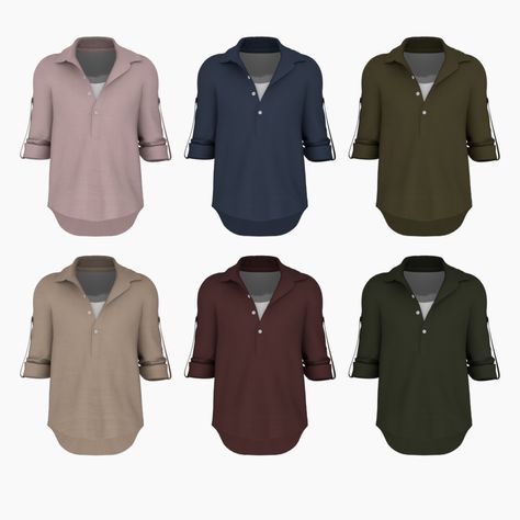 BEAR — Linen Roll Up Henry Neck Shirts Update Mesh Fix 8... Sims 4 Men Clothing, Sims 4 Male Clothes, Sims 4 Cc Folder, Sims 4 Gameplay, Sims 4 Dresses, The Sims 4 Download, Sims 4 Toddler, Sims Four, Sims4 Clothes