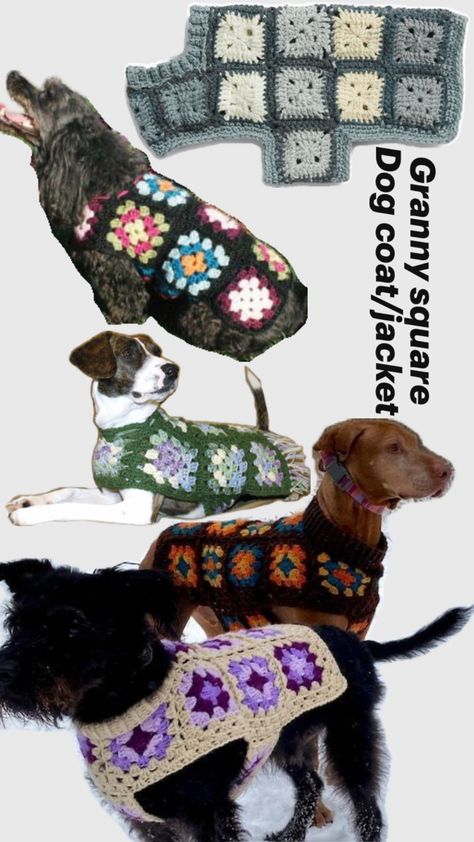 Granny Square Dog, Crochet Dog Hat, Knitting Quilt, Crochet Dog Clothes, Dog Sweater Crochet Pattern, Dog Sweater Pattern, Crochet Dog Sweater, Dog Clothes Patterns, Dog Coat