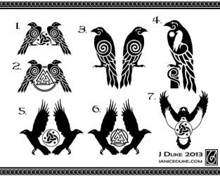 Hugin-Munin Logos by JaniceDuke Rabe Tattoo, Hugin And Munin, Arte Viking, Celtic Raven, Viking Tattoo Symbol, Odin's Ravens, Rune Tattoo, Norse Symbols, Norse Tattoo