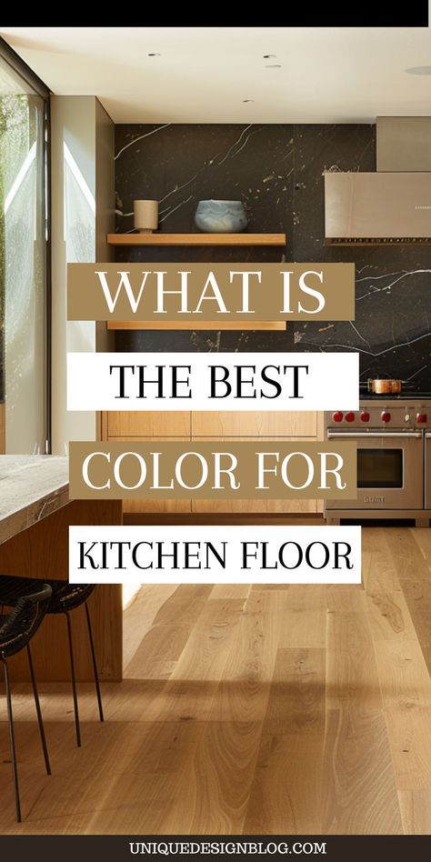 Struggling to pick the perfect kitchen floor color? Check out my guide for insights on matching floor colors with your cabinets, walls, and overall theme. Learn how to balance aesthetics and practicality to create a space that's both beautiful and functional. Get tips on light vs. dark floors, color psychology, and maintenance considerations to make an informed choice. Tiled Kitchen And Dining Floor, Dark Floors Light Walls Kitchen, Light Floor Color Scheme, Greige Floor Kitchen, Floors For White Kitchen Cabinets, Light Floors Dark Island, Kitchen Flooring Trends Tile, Kitchen Ideas With Light Floors, Light Floor With Dark Cabinets