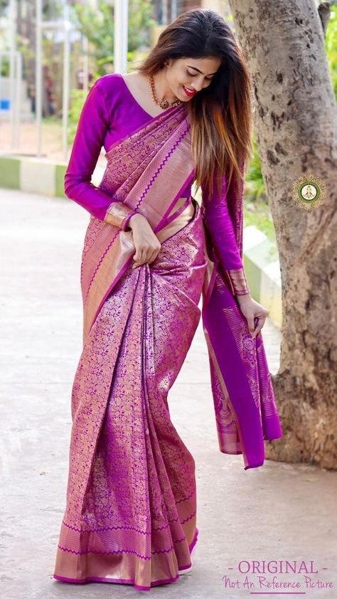 Full Sleeves Blouse Designs, South Indian Wedding Saree, Lichi Silk Saree, Party Wear Sarees Online, Full Sleeve Blouse, Indian Saree Blouses Designs, Red Wedding Dresses, Wedding Saree Indian, Stylish Sarees