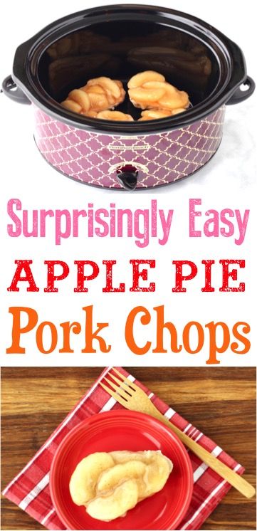 Easy Healthy Dinner For Family, Apple Pie Crockpot, Apple Pie Pork Chops, Healthy Dinner For Family, Crockpot Apple Pie, Kid Dinners, 5 Ingredient Or Less Recipes, Dinner For Family, Crockpot Apple