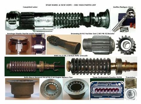 Here Have A Parts List For Obi-Wan's Lightsaber Lightsaber Craft, Lightsaber Reference, Wedding Swords, Lightsaber Parts, Lightsaber Designs, Obi Wan Lightsaber, Mandalorian Armour, Jedi Code, Diy Lightsaber