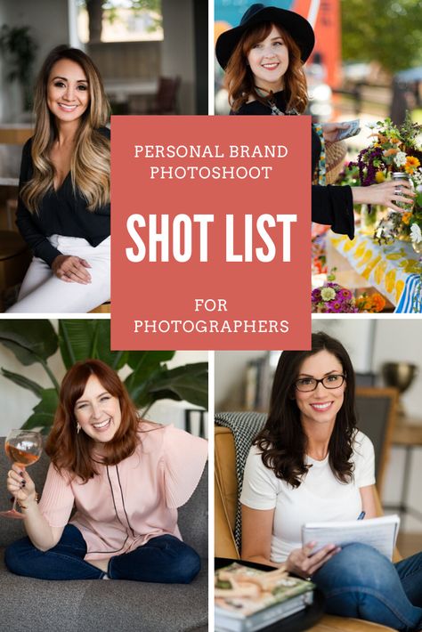 A shot list for photographers! This list will show you how to create more without posing more. These ideas and inspiration for your personal branding photoshoot will help you immensely. Download the free shot list for your next business photoshoot. Photography Business Plan, Professional Headshots Women, Headshots Women, Personal Branding Photography, Brand Photography Inspiration, Business Photoshoot, Photography Business Cards, Branding Photoshoot Inspiration, Personal Branding Photoshoot