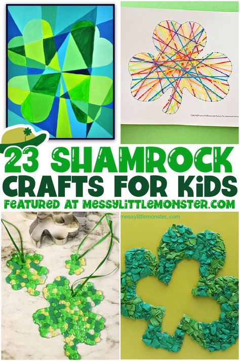 Shamrock Crafts for Kids Shamrock Crafts For Kids, Shamrock Crafts, Shamrock Art, Shamrock Craft, Saint Patricks Day Art, Summertime Crafts, March Crafts, St Patricks Crafts, St Patricks Day Crafts For Kids