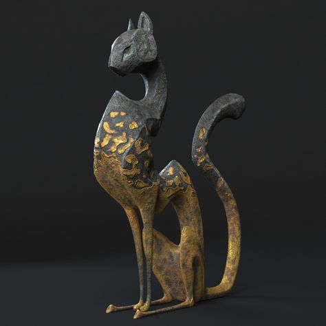 ArtStation - Statue Cat Ceramic Art Sculpture, Stone Statues, Cat Statue, Animal Sketches, Cool Trucks, Art Toy, Ceramic Art, Traditional Style, I Tried